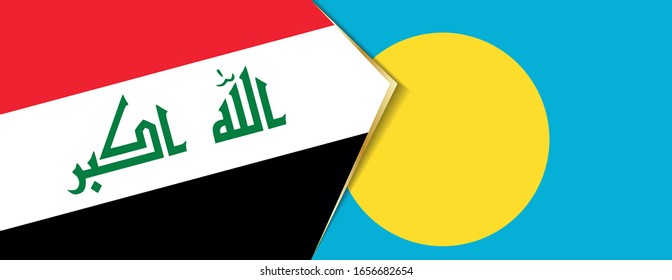 Die Flaggen im Irak und in Palau, zwei Vektorillustrationen Flaggen Symbol für Beziehung oder Konfrontation.