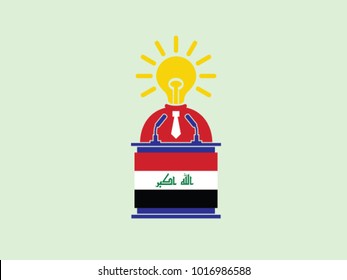 Iraq Podium Bright Idea People Businessman Speech