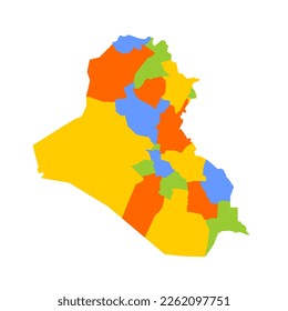 Iraq political map of administrative divisions - governorates and Kurdistan Region. Blank colorful vector map.