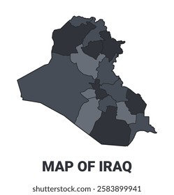 Iraq political map border of regions outline vector set