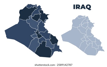 Iraq political map with states border outline