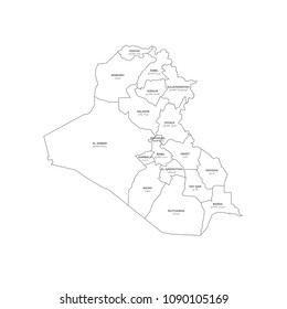 Iraq Regions Map Line Vector