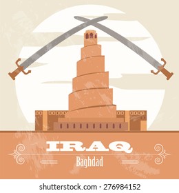 Iraq. Retro styled image. Vector illustration