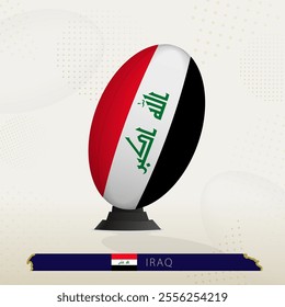 Iraq Rugby Ball on Rugby Kicking Tees with Modern Design. Illustration perfect for sports, national pride, and rugby-related projects.