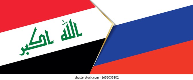 Banderas de Iraq y Rusia, dos banderas vectoriales símbolo de relación o confrontación.