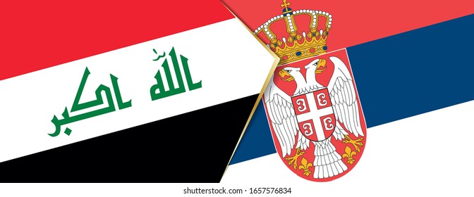 Iraq and Serbia flags, two vector flags symbol of relationship or confrontation.
