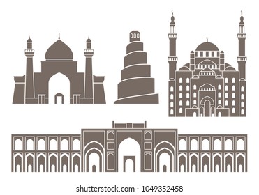 Iraq set. Isolated Iraq architecture on white background. EPS 10. Vector illustration