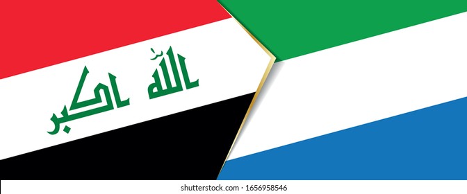 Irak und Sierra Leone Flaggen, zwei Vektorillustrationen Flaggen Symbol für Beziehung oder Konfrontation.