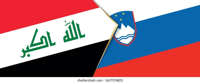 Iraq and Slovenia flags, two vector flags symbol of relationship or confrontation.