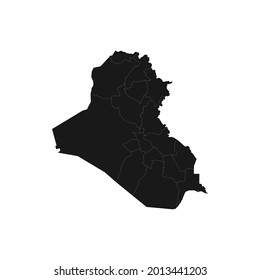 Mapa negro suave de Iraq con detalles blancos fondo blanco aislado, eps 10