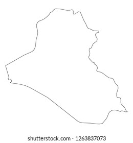 Iraq - solid black outline border map of country area. Simple flat vector illustration.