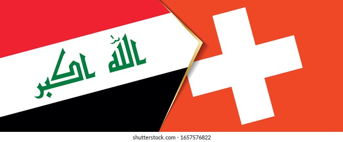 Irak und die Schweiz sind Flaggen, zwei Vektorillustrationen Flaggen Symbol für Beziehung oder Konfrontation.