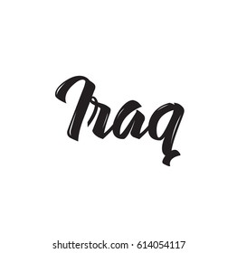 iraq, text design. Vector calligraphy. Typography poster. Usable as background.