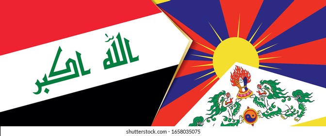 Iraq and Tibet flags, two vector flags symbol of relationship or confrontation.