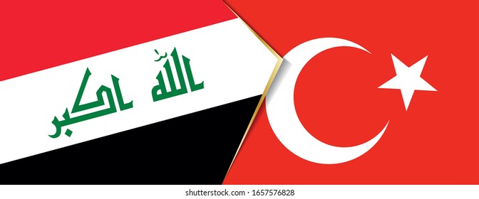Iraq and Turkey flags, two vector flags symbol of relationship or confrontation.