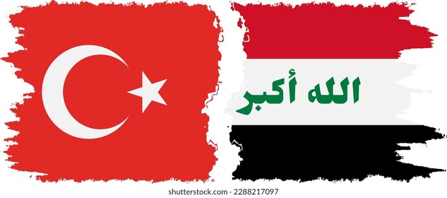 Verbindung zwischen Irak und Türkei mit Grunge-Flaggen, Vektorgrafik