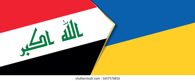 Banderas del Iraq y Ucrania, dos banderas vectoriales símbolo de relación o enfrentamiento.
