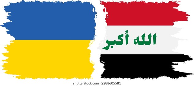 Iraq and Ukraine grunge flags connection, vector