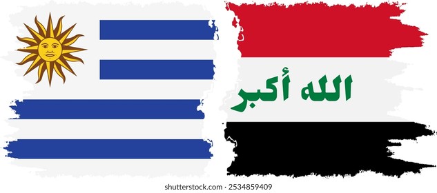 Conexión de banderas grunge de Irak y Uruguay, Vector