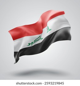 Iraq, vector 3d flag with waves on a white background