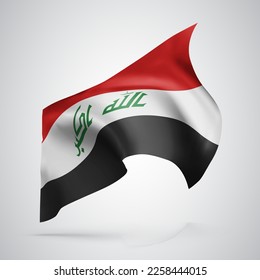 Iraq, vector flag with waves and bends waving in the wind on a white background