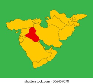 Iraq vector map silhouette illustration isolated on Middle east vector map.