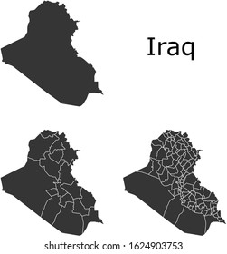 Iraq vector maps with administrative regions, municipalities, departments, borders