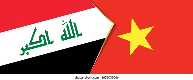 Iraq and Vietnam flags, two vector flags symbol of relationship or confrontation.