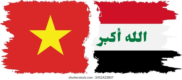 Iraq and Vietnam grunge flags connection, vector