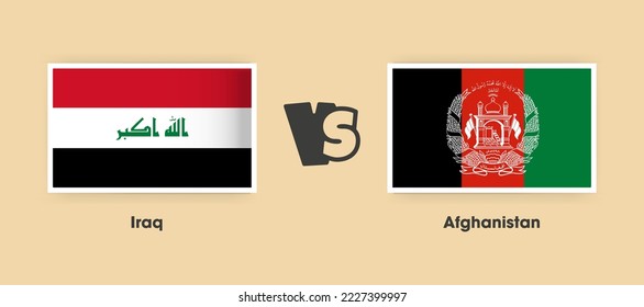 Iraq vs Afghanistan flags placed side by side. Creative stylish national flags of Iraq vs Afghanistan with background