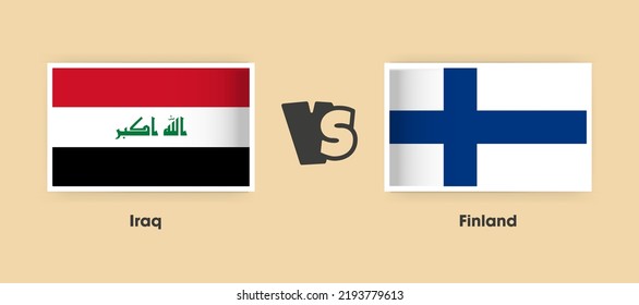 Banderas de Iraq contra Finlandia colocadas una al lado de la otra. Banderas nacionales creativas y elegantes de Iraq y Finlandia con antecedentes