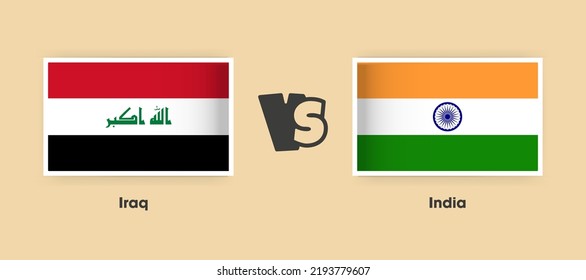 Iraq vs India flags placed side by side. Creative stylish national flags of Iraq and India with background
