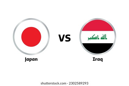 Iraq vs Japan match isolated on white 