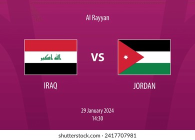 Plantilla de transmisión del marcador de fútbol Iraq vs Jordania para el torneo de asia futbolística 2023