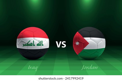 Iraq vs Jordan football scoreboard broadcast template for soccer asia tournament 2023