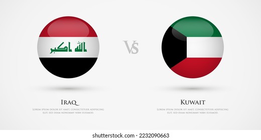 Iraq vs Kuwait country flags template. The concept for game, competition, relations, friendship, cooperation, versus.