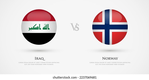 Iraq vs Norway country flags template. The concept for game, competition, relations, friendship, cooperation, versus.