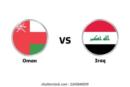 Iraq vs oman match isolated on white background