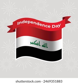 Iraq Wavy Flag Independence Day Banner Background