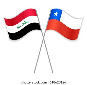 Iraqi and Chilean crossed flags. Iraq combined with Chile isolated on white. Language learning, international business or travel concept.