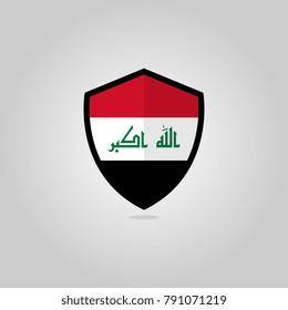 Iraqi Flag Flat Vector Shield Badge