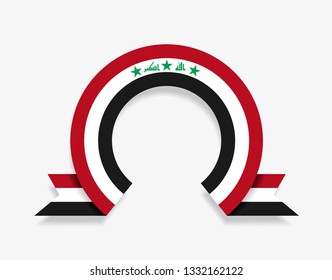 Iraqi flag rounded ribbon abstract background. Vector illustration.