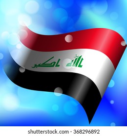 Iraqi flag waves in the sky. vector.