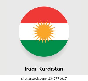 Iraqi Kurdistan flag bubble circle round shape icon vector illustration