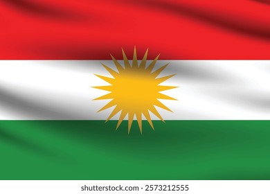 Iraqi Kurdistan flag official colors and proportion digital vector illustration. Pleated flag.