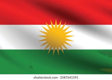 Iraqi Kurdistan flag official colors and proportion digital vector illustration. Waving flag.