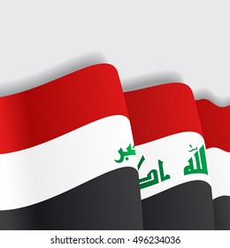 Iraqi waving Flag. Vector illustration.