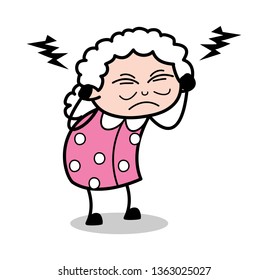 Irate - Old Cartoon Granny Vector Illustration