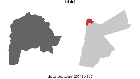 Irbid governorate blank outline map set