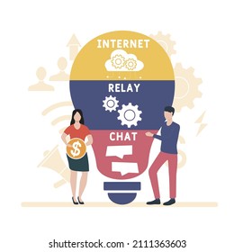 IRC - Internet Relay Chat acronym. business concept background. vector illustration concept with keywords and icons. lettering illustration with icons for web banner, flyer, landing pag